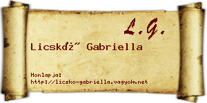 Licskó Gabriella névjegykártya